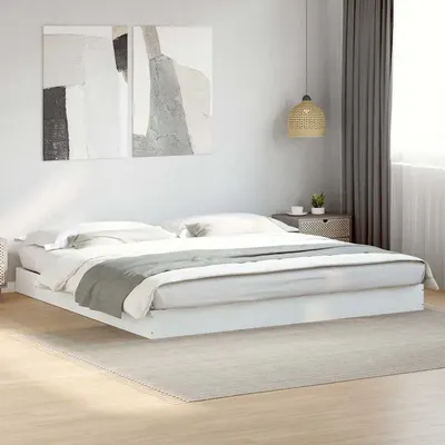 vidaXL Cadru de pat fără saltea, alb, 180x200 cm, lemn de prelucrare