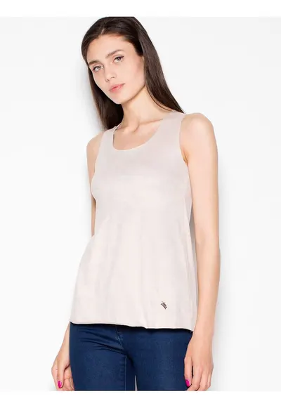 Tricou dama bej - piele intoarsa - decolteu semicircular - model lejer