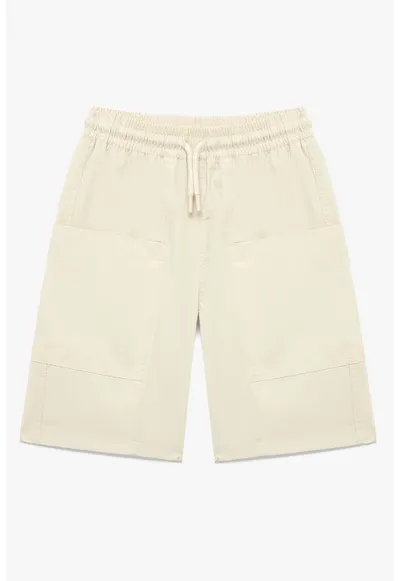 Pantaloni scurti de bumbac cu talie ajustabila - Bej deschis
