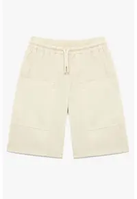 Pantaloni scurti de bumbac cu talie ajustabila - Bej deschis