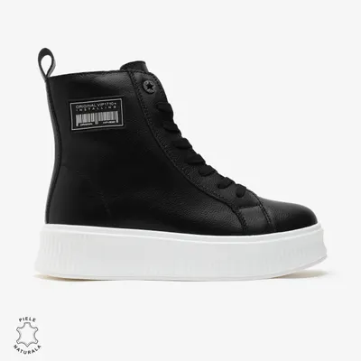 Ghete dama din Piele Naturala CRL0649 NEGRU CU ALB