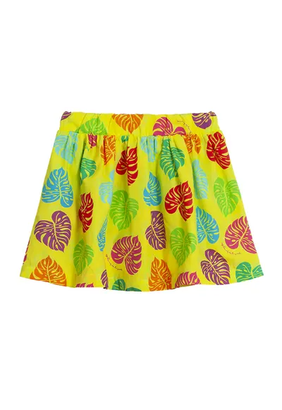 Fusta mini evazata cu model - Rosu - Verde - Galben sofran
