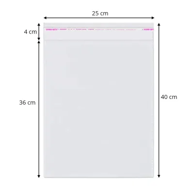 Pungi cu clapetă adezivă - lungimi între 2 și 40cm (set 1000 buc) - 25x40cm