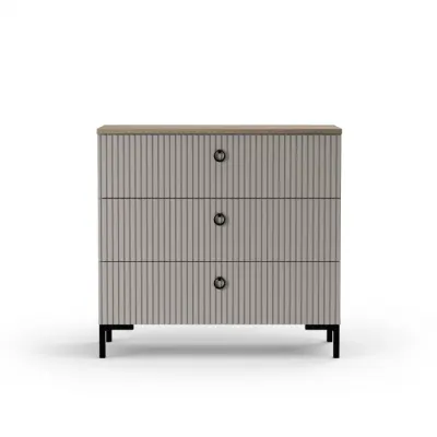 Comoda DOMINICA, 3 sertare, taupe + stejar silverjack, 85,5x41x81 cm