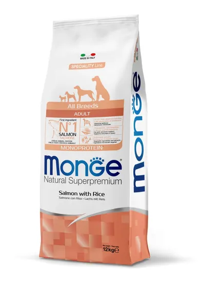 Monge Natural Superpremium Monoprotein Adult All Breeds - Somon si Orez - 12kg