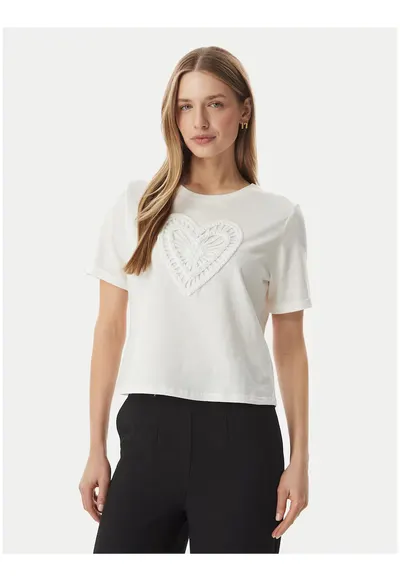 Tricou dama - alb - bumbac - croiala regular fit