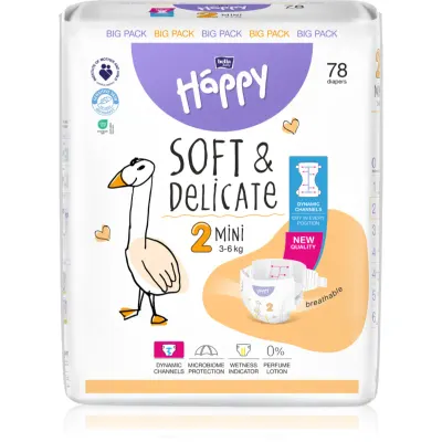 BELLA Baby Happy Soft&Delicate scutece de unică folosință cu canale Mini 3-6 kg 78 buc