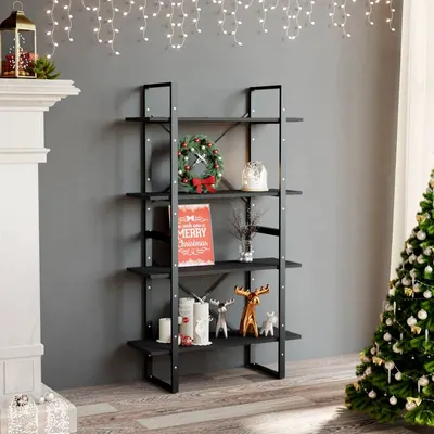 vidaXL Bibliotecă cu 4 rafturi, gri, 80x30x140 cm, PAL