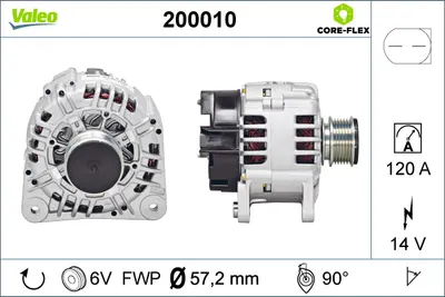 Alternator (14v, 120a) Potrivit Audi A2, A3, A4 B5, A4 B6, A6 C4, A6 C5, Tt; Ford Galaxy I; Seat Alhambra, Arosa, Cordoba, Cordoba Vario, Ibiza Ii, Ibiza Iii, Ibiza Iv 1.0-3.2 02.90-08.15