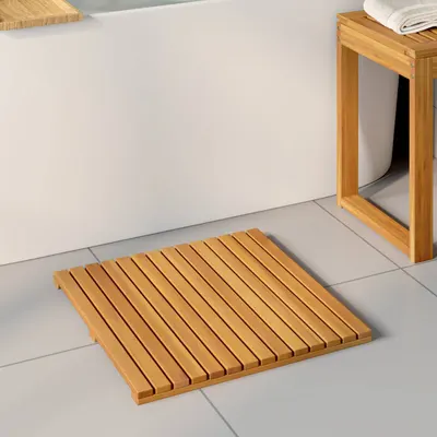 vidaXL Covoraș de baie 2 buc. natural 50 x 50 cm Lemn Solid de Acacia