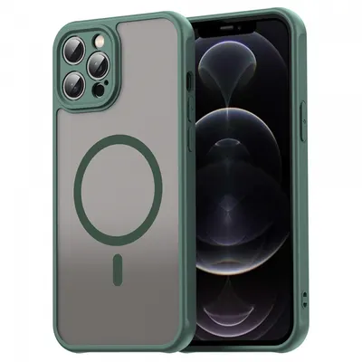 Husa MagSafe pentru Apple iPhone 12 Pro Max, Techsuit, HaloFrost II, Verde