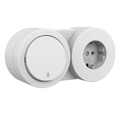 Intrerupator Cap Scara si Priza Schuko PT xOne Ovivo OV00881, 10A, 250V, IP20, gri