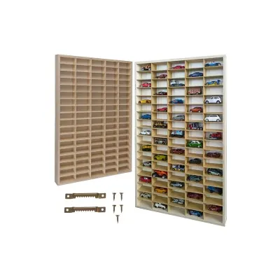 Raft suport masinute, 90 compartimente, carlige prindere, lemn, 78,5x50x4,5 cm, maro