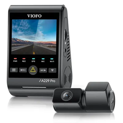 Camera auto fata/spate Viofo A229 Pro Telephoto, GPS, Bluetooth, 4K fata/2K tele spate, Wi-Fi Dual Band, HDR, G-sensor, CPL, mod parcare, timelapse, night vision, comenzi vocale, slot card, microfon si difuzor, 4x zoom