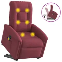 Gossi fotoliu rabatabil de masaj cu ridicare, rosu vin, textil