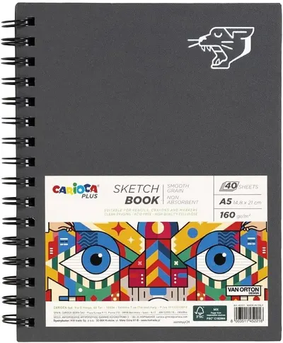 Carnet de schițe cu spirală Carioca Plus - Van Orton, A5, 40 de foi