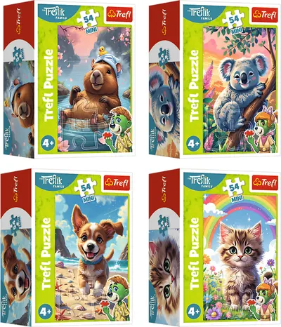 Mini-puzzle Trefl din 54 piese - Lumea colorată a aventurilor, sortiment
