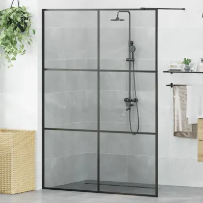 vidaXL Zid de duș walk-in Negru 140 x 195 cm sticlă securizată