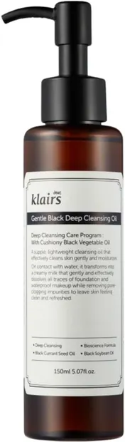 Dear Klairs Gentle Black Ulei pentru curățarea feței, 150 ml