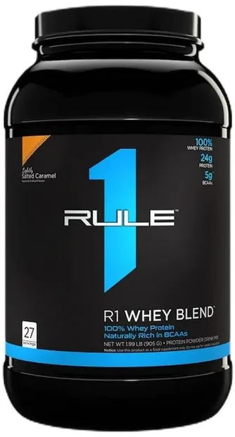 R1 Whey Blend, caramel sărat, 905 g, Rule1