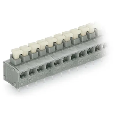 2-conductor PCB terminal block; push-button; 0.75 mm²; Pin spacing 5/5.08 mm; 2-pole; PUSH WIRE®; 0,75 mm²; gray