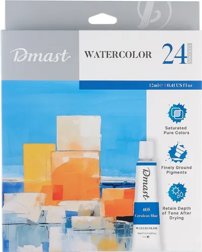 Vopsele de acuarelă Deli Dmast - 24 culori x 12 ml