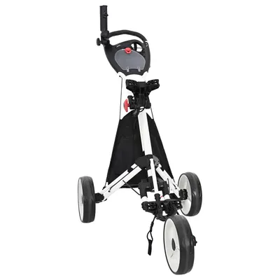 vidaXL Troler de golf Negru și Alb Aluminiu Pliabil