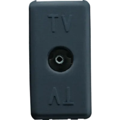 Coaxial Tv Resistive Priza - Iec Female Connector 9,5mm - Direct - 1 Module - System Black