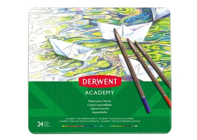 Creioane acuarelabile, 24buc/set, diverse culori, Derwent Academy