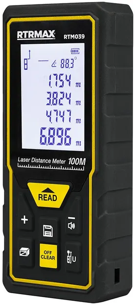 Flexometro cu laser RTRMAX - 45165, 100 m, 7 functii