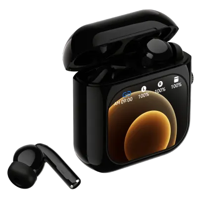 Casti Wireless Bluetooth cu Control Touch si Ecran LCD 2.01 inch, ANC, 512MB Stocare