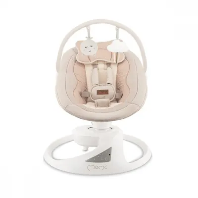 Balansoar electric pentru bebelusi Momi Pearl Beige cu sezut rotativ 360 grade