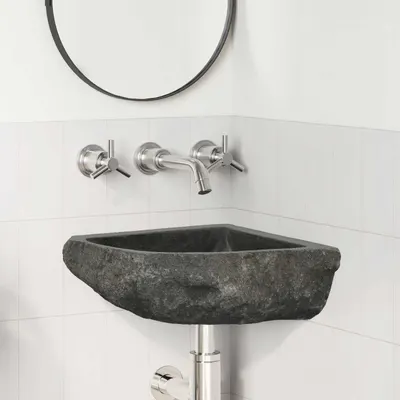 vidaXL Chiuvetă Gri (30-37) x (30-37) x 12 cm Piatra de Râu