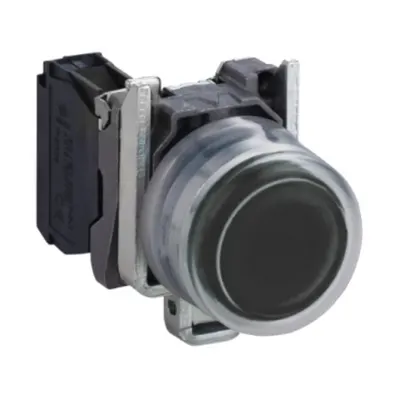 Buton Complet Proeminent Negru Ø22, cu Revenire cu Arc, 1No, Nemarcat
