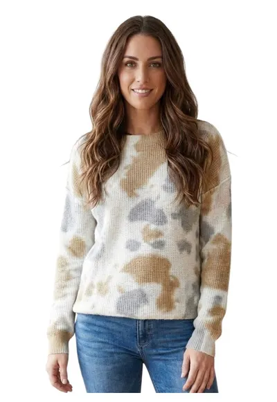 Pulover cu croiala lejera din bumbac cu model Tie-Dye
