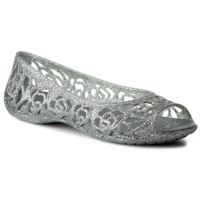 Balerini Crocs Kids' Isabella Glitter Flat GS Argintiu - Silver