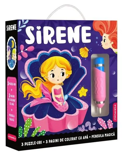 Joc educativ - 3 puzzle-uri + 3 pagini de colorat cu apă + pensula magică