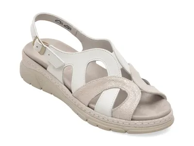 Sandale SUAVE albe, 12503, din piele naturala