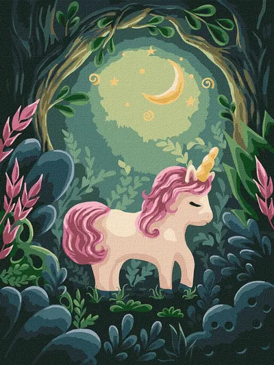 Set de pictură pe numere Ideyka - Unicorn fabulos, 30 x 40 cm