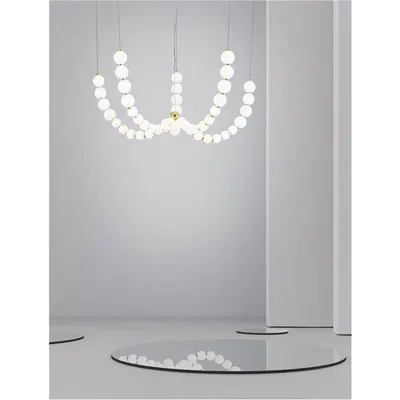 Lampa suspendata PERLA Auriu Metal & Opal Sticla LED 130 Wat 230 Volt 11376Lm 3000K IP20 Remote Control Included