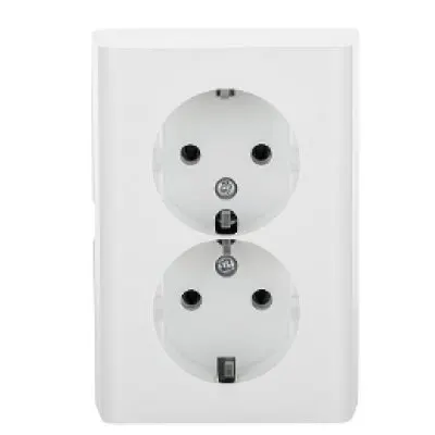 Priza Schuko Dubla PT Nivo Ovivo OV00672, 10A, 250V, IP20, alb