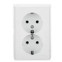 Priza Schuko Dubla PT Nivo Ovivo OV00672, 10A, 250V, IP20, alb