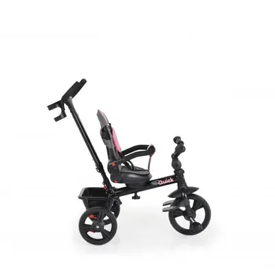 Tricicleta pentru copii Byox Quick Pink cu roti EVA, sezut reversibil, suport pentru picioare, frana pe rotile din spate si maner cu control al directiei
