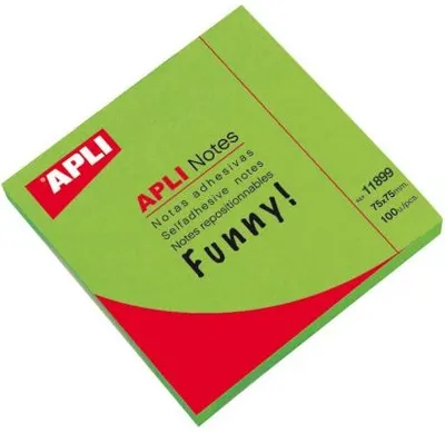 Notite autoadezive APLI - Verde neon , 75 x 75 mm, 100 bucati