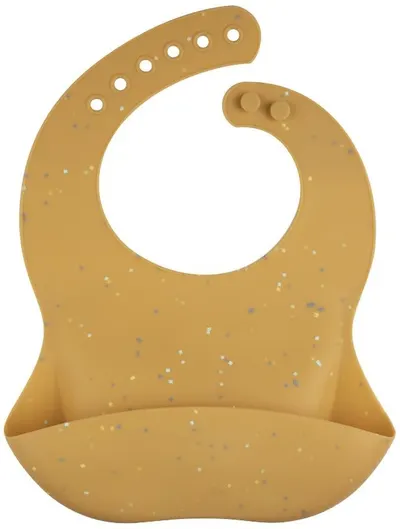Bavetă cu buzunar din silicon Canpol - Dots, galben