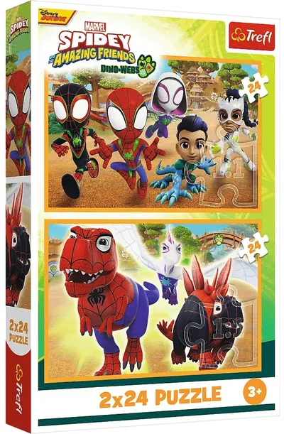 Puzzle pentru copii Trefl din 2 x 24 piese - Spidey și dinozaurii