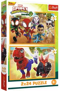 Puzzle pentru copii Trefl din 2 x 24 piese - Spidey și dinozaurii