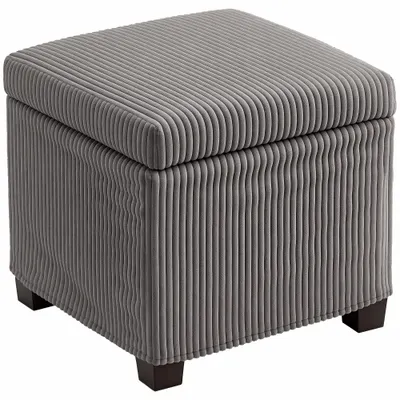 HOMCOM Cutie puf depozitare 30 L cu capac detașabil, puf ottoman cube umplutură din catifea groasă, 40 x 40 x 40 cm, gri | Aosom Romania