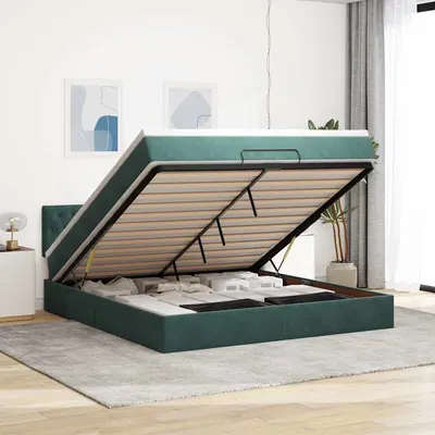 Gossi cadru de pat otoman cu saltea verde inchis 180x200cm catifea