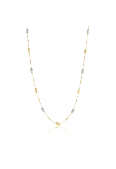 Colier din Aur Galben de 18 k cu Lant Diamantat - Bile si Forme Geometrice Ovale Diamantate Multicolore Albe - Galbene - 3.17g